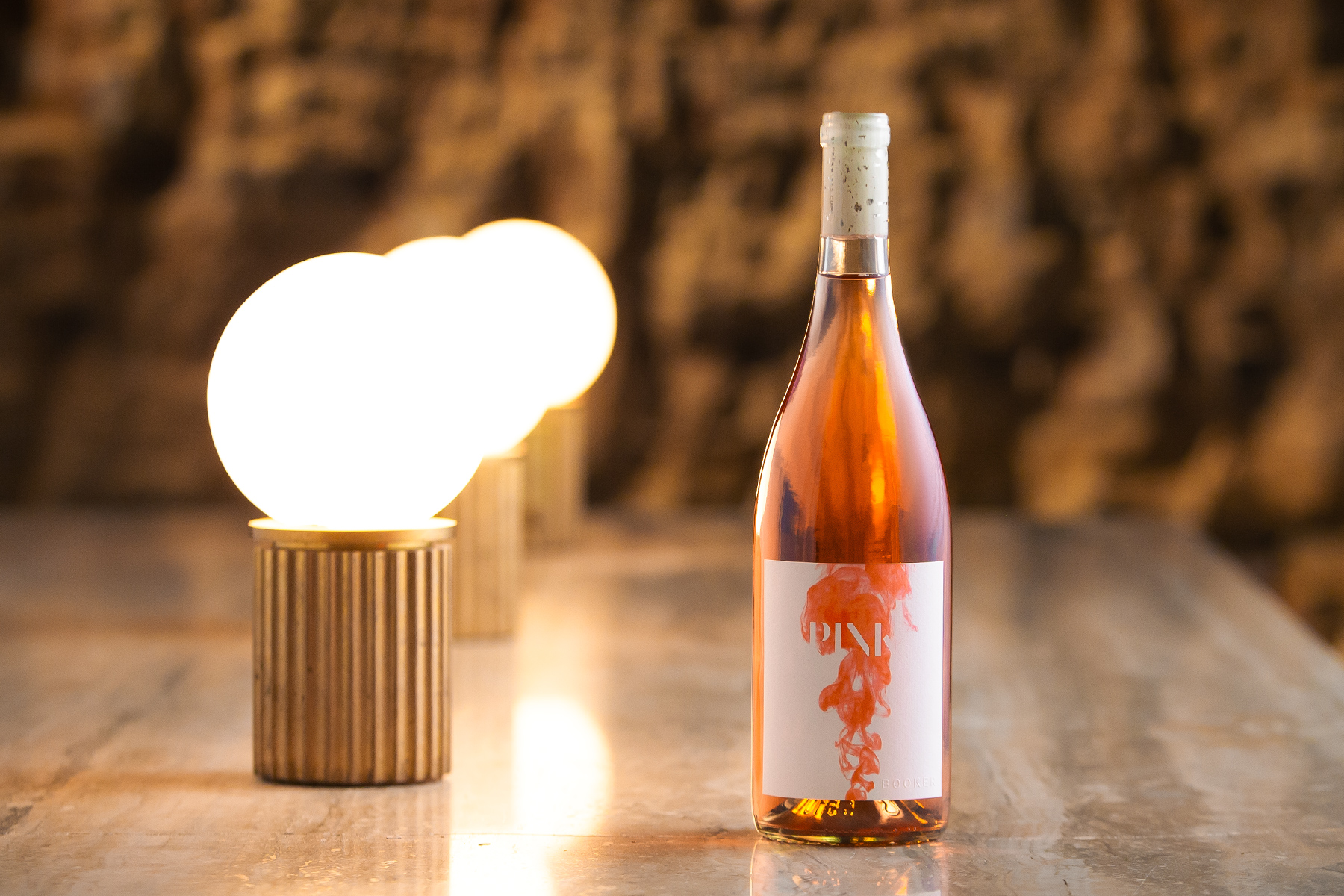 bottle of pink wine
